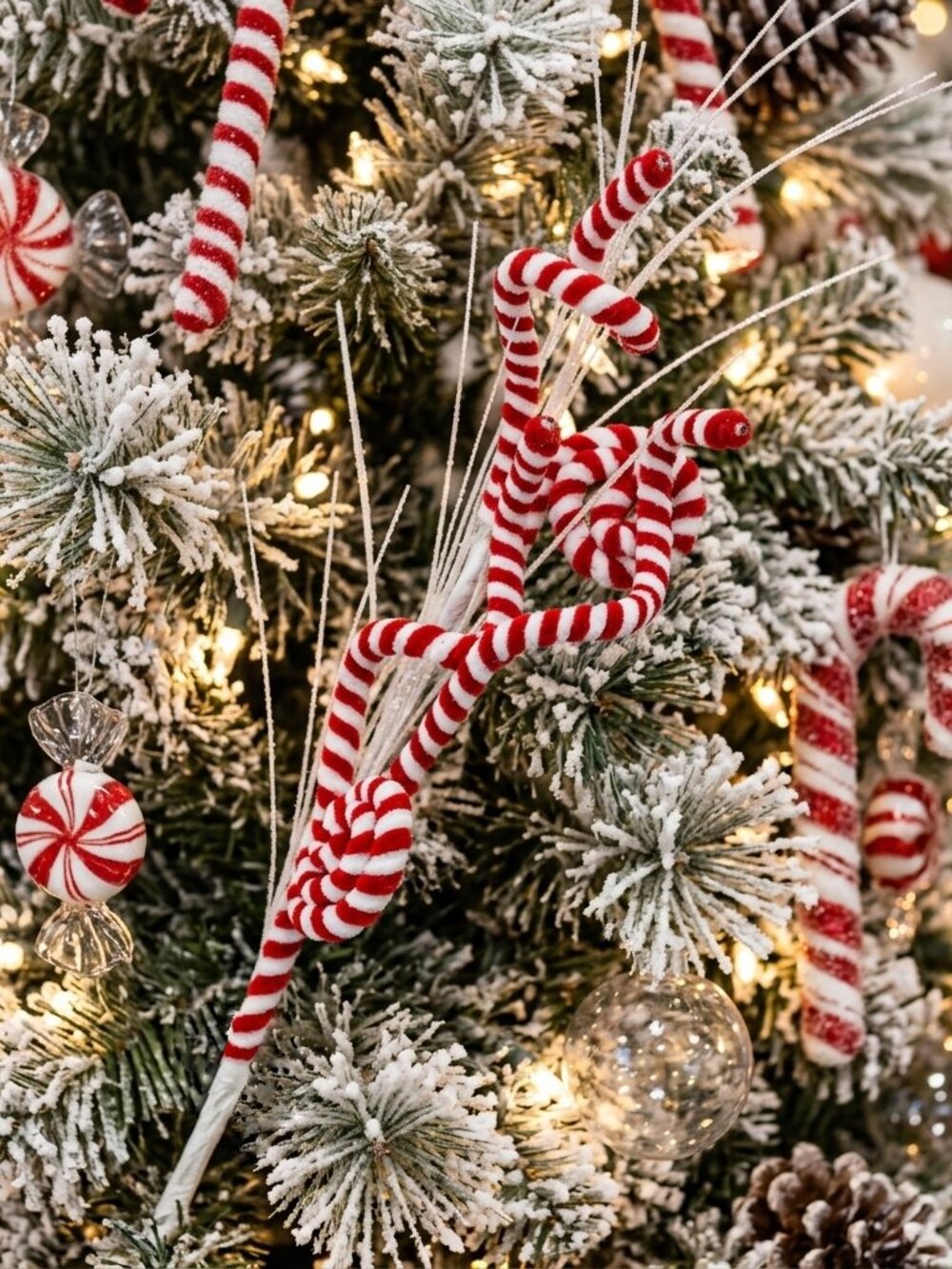 28" Candy Cane Christmas Pick Glitter Peppermint Floral Stem Wreath Decor Large